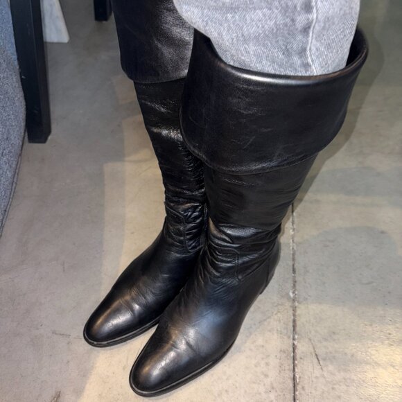 Vintage Davos Gomma Genuine Black Italian Leather Riding Boots Sz 39 - Picture 3 of 8